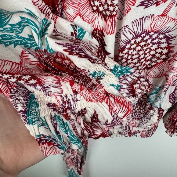 Tugboat Anthropologie Saraya Floral‎ Tie Front Blouse Size Small Multicolor Boho - Picture 4 of 12